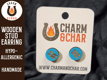 Aquarius Wood Stud Earrings - Zodiac Fashion Earring - Stud Earring - Charm and Char